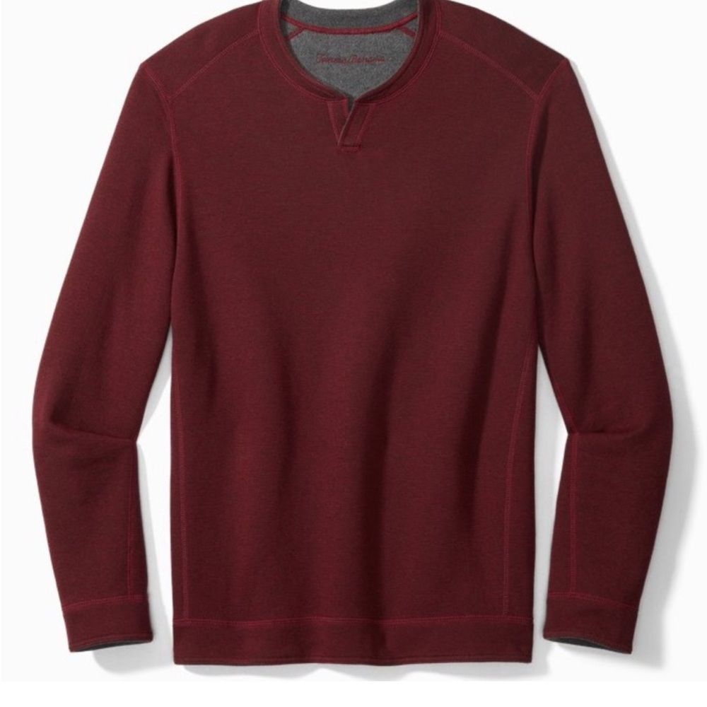 Men’s Tommy Bahama Fliprider Reversible V-Neck Cotton Sweater Maroon